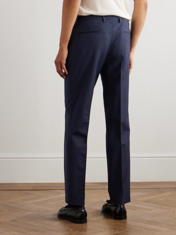Straight-Leg Garment-Dyed Wool-Blend Trousers - BK