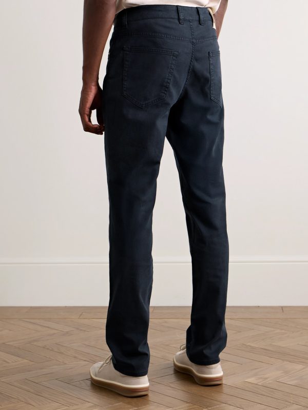 Slim-Fit Straight-Leg Cotton-Blend Twill Trousers - BK Slim-Fit Straight-Leg Cotton-Blend Twill Trousers - BK
