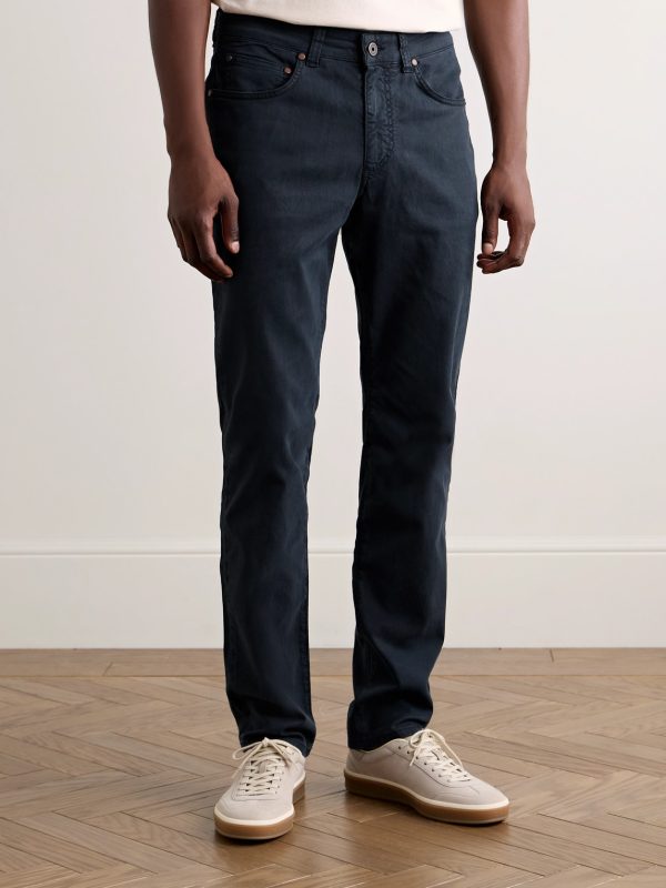 Slim-Fit Straight-Leg Cotton-Blend Twill Trousers - FR Slim-Fit Straight-Leg Cotton-Blend Twill Trousers - FR