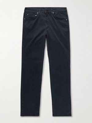 Slim-Fit Straight-Leg Cotton-Blend Twill Trousers