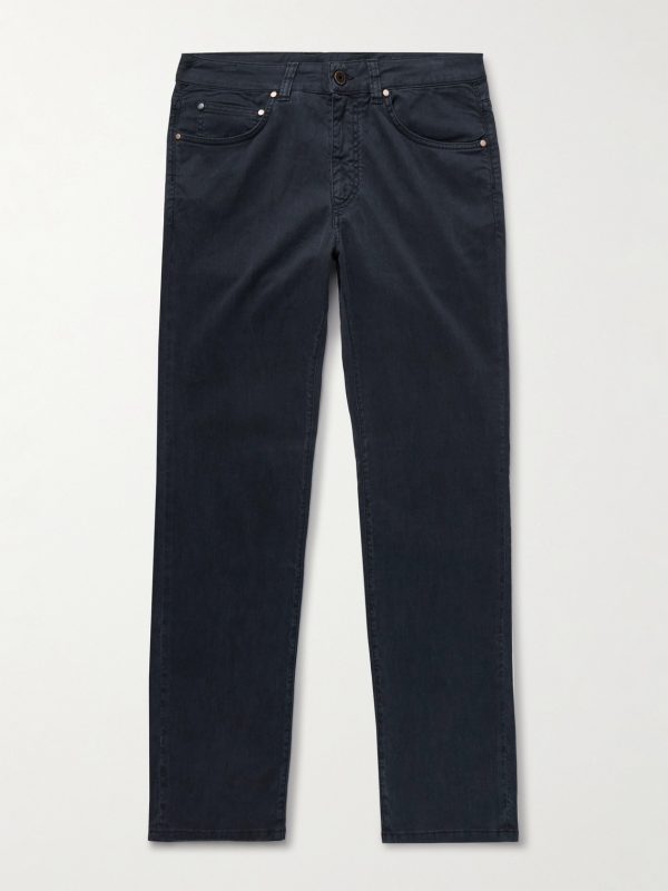 Slim-Fit Straight-Leg Cotton-Blend Twill Trousers Slim-Fit Straight-Leg Cotton-Blend Twill Trousers