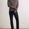 Slim-Fit Straight-Leg Cotton-Blend Twill Trousers - OU Slim-Fit Straight-Leg Cotton-Blend Twill Trousers - OU