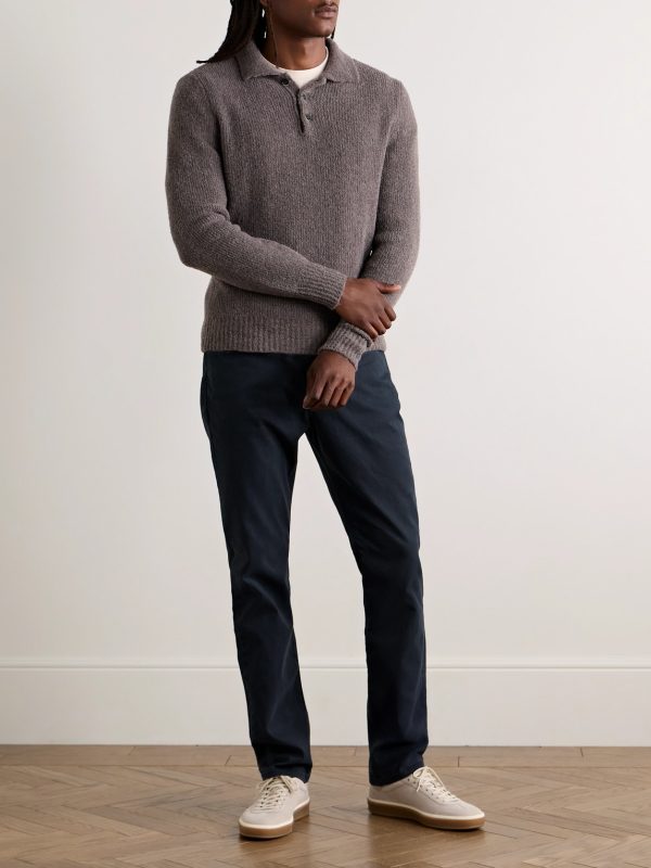 Slim-Fit Straight-Leg Cotton-Blend Twill Trousers - OU Slim-Fit Straight-Leg Cotton-Blend Twill Trousers - OU