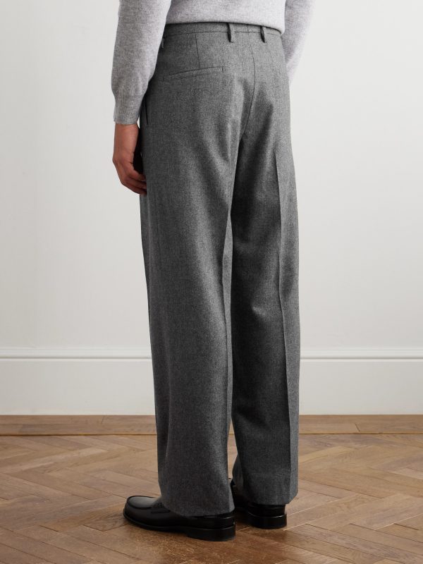 Straight-Leg Pleated Virgin Wool-Twill Suit Trousers - BK