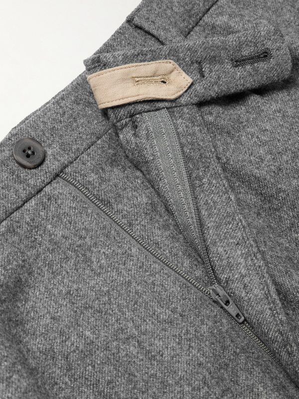 Straight-Leg Pleated Virgin Wool-Twill Suit Trousers - E1