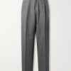 Straight-Leg Pleated Virgin Wool-Twill Suit Trousers
