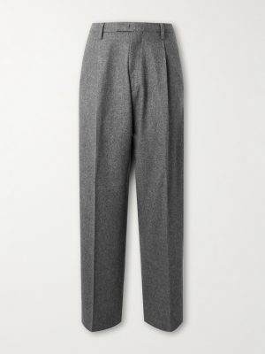 Straight-Leg Pleated Virgin Wool-Twill Suit Trousers