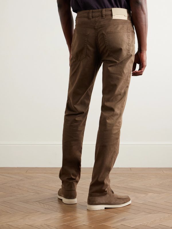 Slim-Fit Straight-Leg Cotton-Blend Twill Trousers - BK Slim-Fit Straight-Leg Cotton-Blend Twill Trousers - BK