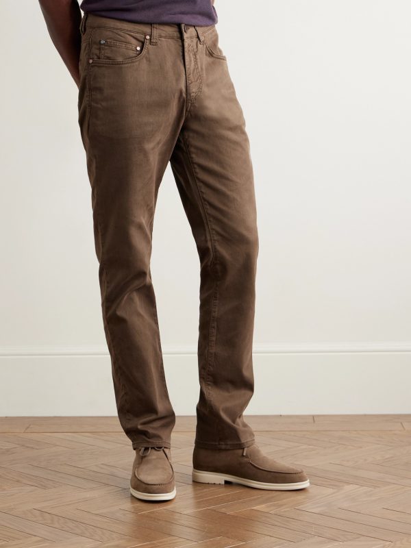 Slim-Fit Straight-Leg Cotton-Blend Twill Trousers - FR Slim-Fit Straight-Leg Cotton-Blend Twill Trousers - FR