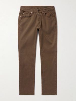 Slim-Fit Straight-Leg Cotton-Blend Twill Trousers