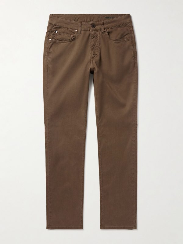 Slim-Fit Straight-Leg Cotton-Blend Twill Trousers Slim-Fit Straight-Leg Cotton-Blend Twill Trousers