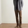 Slim-Fit Straight-Leg Cotton-Blend Twill Trousers - OU Slim-Fit Straight-Leg Cotton-Blend Twill Trousers - OU