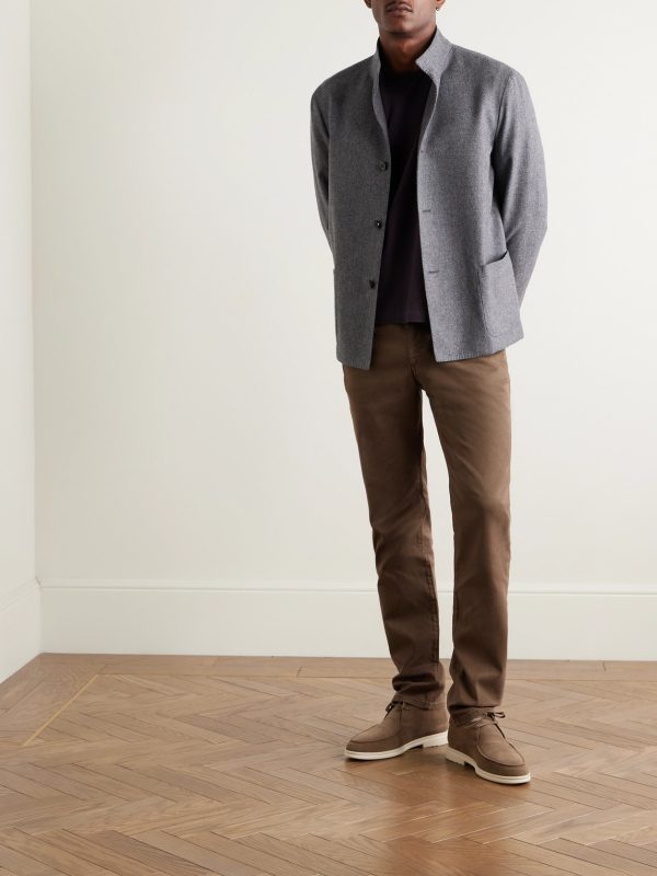 Slim-Fit Straight-Leg Cotton-Blend Twill Trousers - OU Slim-Fit Straight-Leg Cotton-Blend Twill Trousers - OU