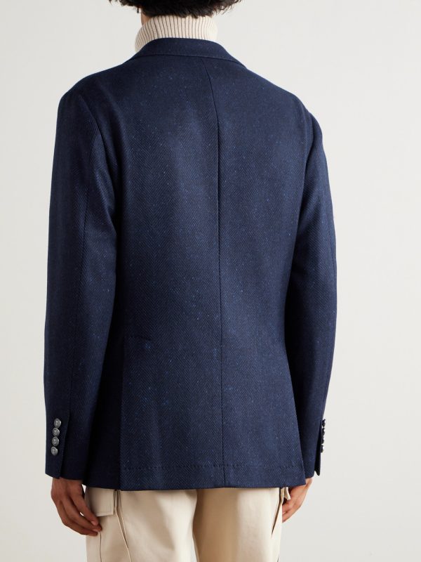 Herringbone Wool and Cashmere-Blend Blazer - BK Herringbone Wool and Cashmere-Blend Blazer - BK