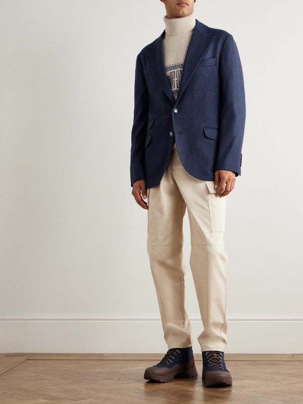 Herringbone Wool and Cashmere-Blend Blazer - OU Herringbone Wool and Cashmere-Blend Blazer - OU