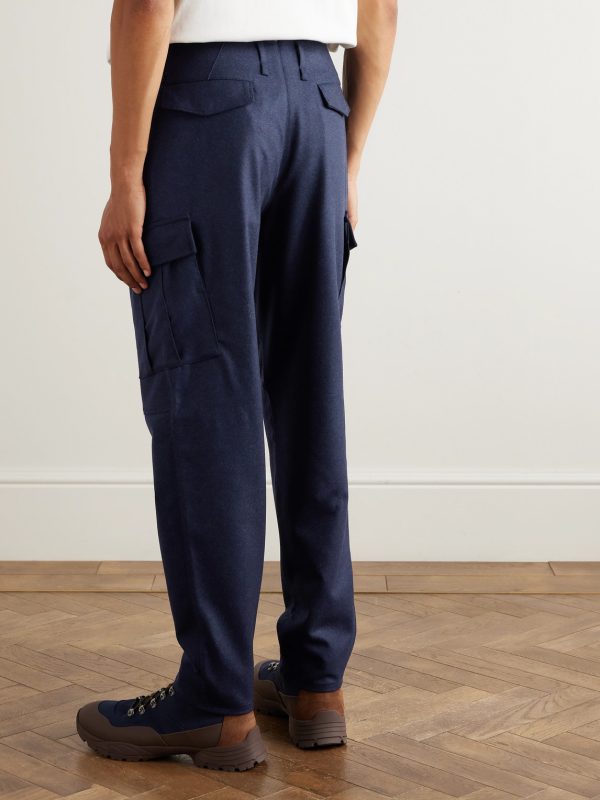 Straight-Leg Virgin Wool-Flannel Cargo Trousers - BK Straight-Leg Virgin Wool-Flannel Cargo Trousers - BK