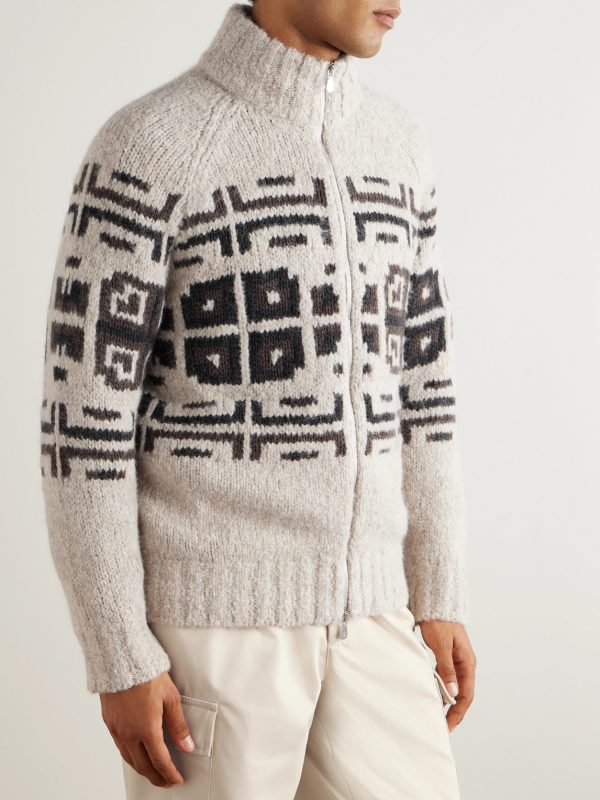 Intarsia-Knit Alpaca-Blend Cardigan - FR Intarsia-Knit Alpaca-Blend Cardigan - FR