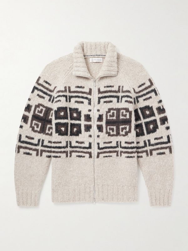 Intarsia-Knit Alpaca-Blend Cardigan Intarsia-Knit Alpaca-Blend Cardigan
