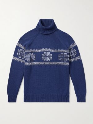 Intarsia-Knit Cashmere Rollneck Sweater Intarsia-Knit Cashmere Rollneck Sweater
