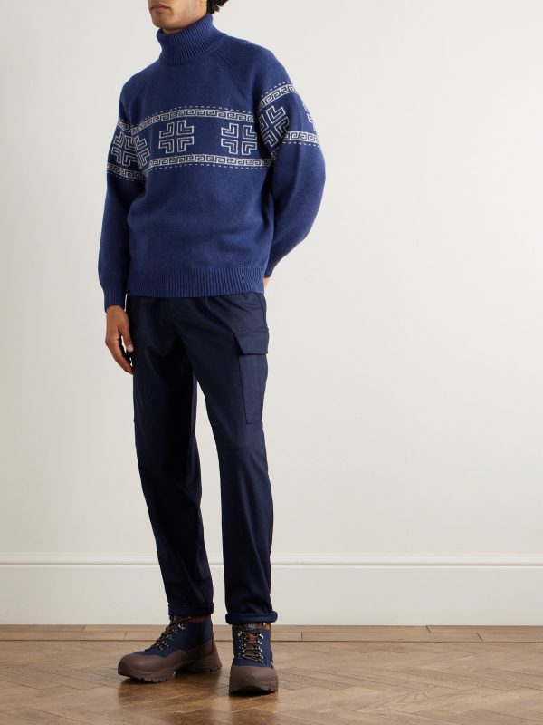 Intarsia-Knit Cashmere Rollneck Sweater - OU Intarsia-Knit Cashmere Rollneck Sweater - OU