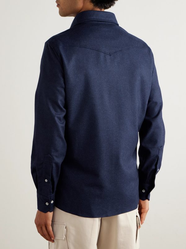 Virgin Wool-Flannel Western Shirt - BK