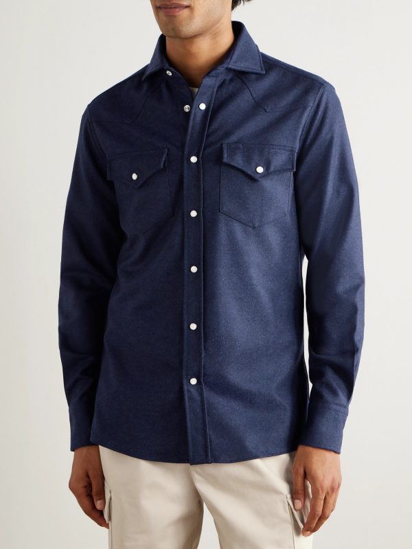 Virgin Wool-Flannel Western Shirt - FR