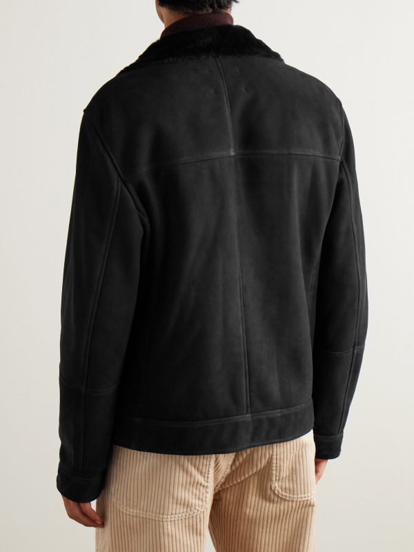 Double-Breasted Shearling Jacket - BK Double-Breasted Shearling Jacket - BK