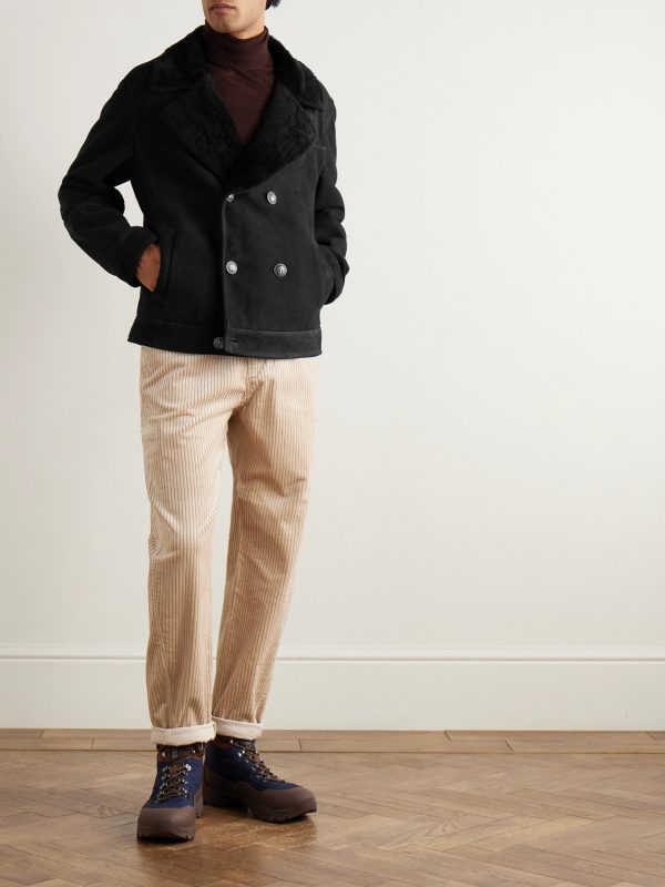 Double-Breasted Shearling Jacket - OU Double-Breasted Shearling Jacket - OU