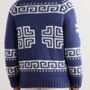 Jacquard-Knit Cashmere Down Rollneck Cardigan - BK Jacquard-Knit Cashmere Down Rollneck Cardigan - BK