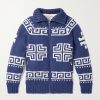 Jacquard-Knit Cashmere Down Rollneck Cardigan Jacquard-Knit Cashmere Down Rollneck Cardigan