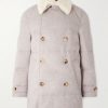 Double-Breasted Shearling-Trimmed Quilted Cashmere Down Coat Double-Breasted Shearling-Trimmed Quilted Cashmere Down Coat