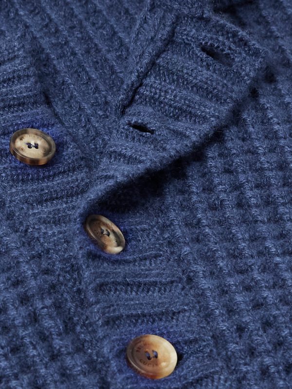 Waffle-Knit Cashmere Polo Shirt - CU