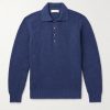 Waffle-Knit Cashmere Polo Shirt
