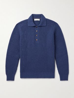 Waffle-Knit Cashmere Polo Shirt