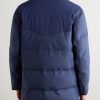 Double-Breasted Shearling-Trimmed Quilted Wool Down Coat - BK Double-Breasted Shearling-Trimmed Quilted Wool Down Coat - BK