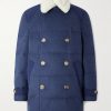 Double-Breasted Shearling-Trimmed Quilted Wool Down Coat Double-Breasted Shearling-Trimmed Quilted Wool Down Coat