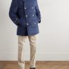 Double-Breasted Shearling-Trimmed Quilted Wool Down Coat - OU Double-Breasted Shearling-Trimmed Quilted Wool Down Coat - OU