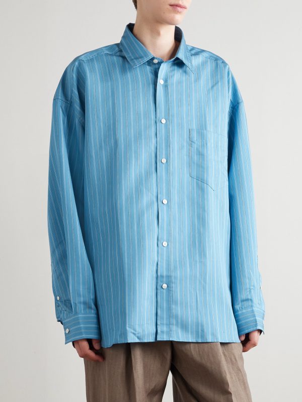 Soffia Oversized Striped Lyocell-Blend Shirt - FR Soffia Oversized Striped Lyocell-Blend Shirt - FR