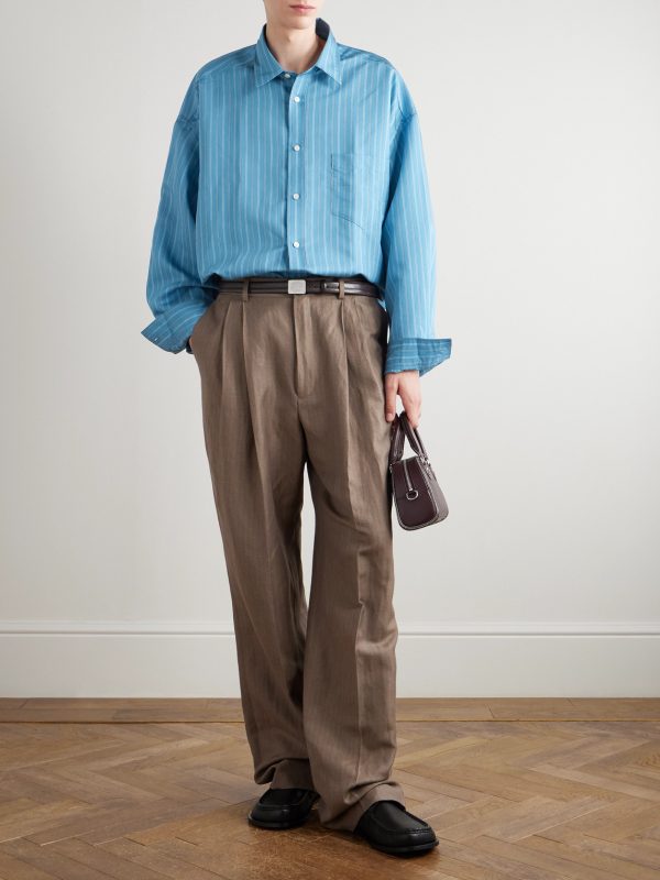 Soffia Oversized Striped Lyocell-Blend Shirt - OU Soffia Oversized Striped Lyocell-Blend Shirt - OU