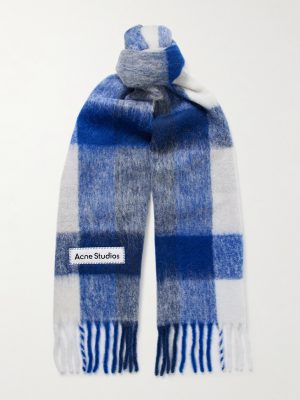 Vally Fringed Checked Knitted Scarf Vally Fringed Checked Knitted Scarf
