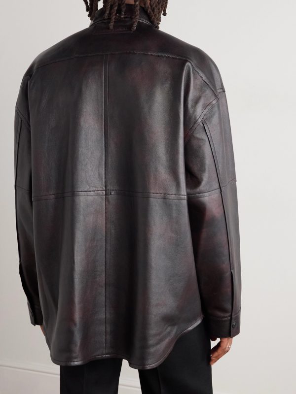 Laraw Oversized Leather Shirt Jacket - BK