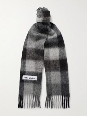 Fringed Checked Knitted Scarf Fringed Checked Knitted Scarf