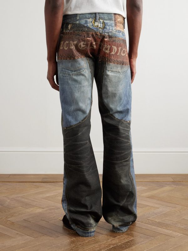 Trompe L'oeil Straight-Leg Brushed Jeans - BK Trompe L'oeil Straight-Leg Brushed Jeans - BK