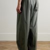 Pasoro Belted Straight-Leg Cotton-Poplin Trousers - BK Pasoro Belted Straight-Leg Cotton-Poplin Trousers - BK