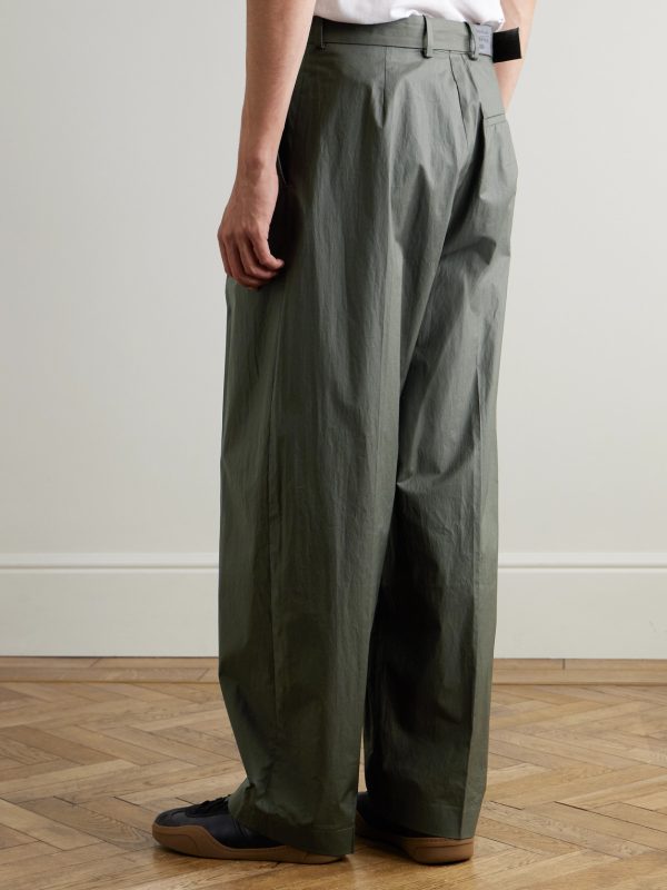 Pasoro Belted Straight-Leg Cotton-Poplin Trousers - BK Pasoro Belted Straight-Leg Cotton-Poplin Trousers - BK
