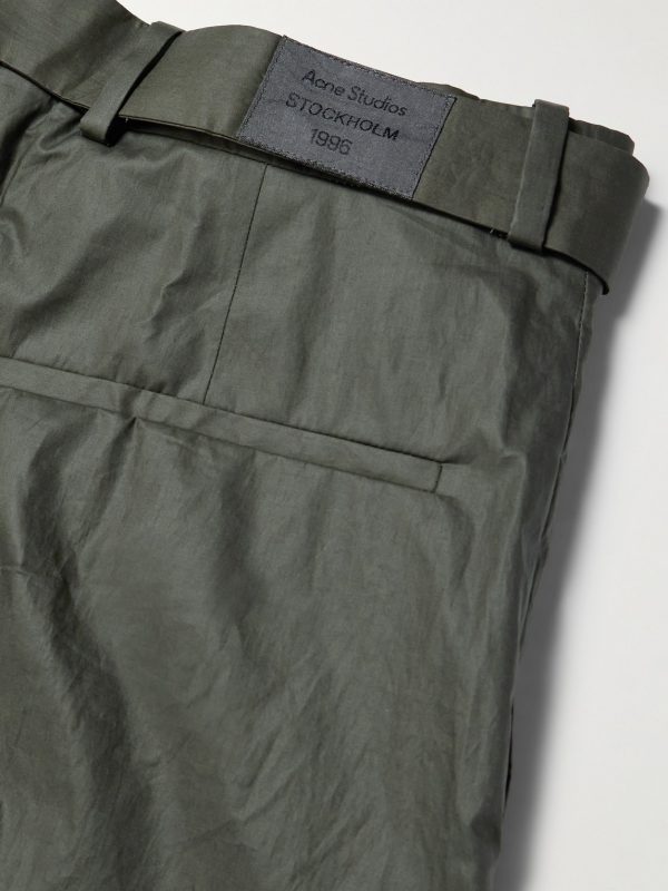 Pasoro Belted Straight-Leg Cotton-Poplin Trousers - CU Pasoro Belted Straight-Leg Cotton-Poplin Trousers - CU