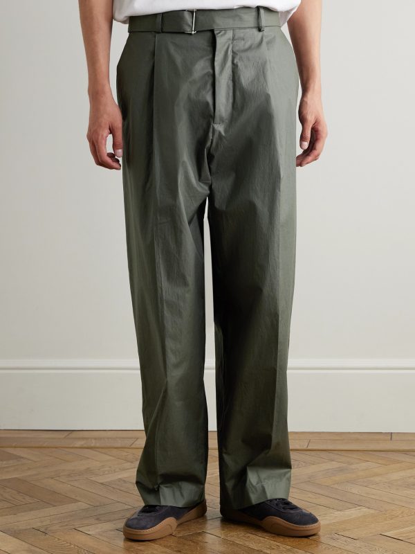 Pasoro Belted Straight-Leg Cotton-Poplin Trousers - FR Pasoro Belted Straight-Leg Cotton-Poplin Trousers - FR