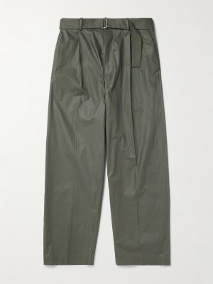 Pasoro Belted Straight-Leg Cotton-Poplin Trousers
