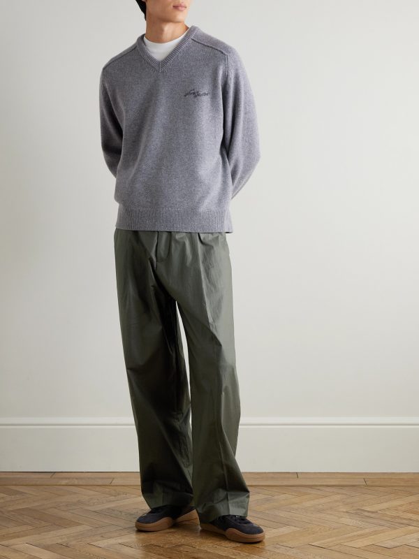 Pasoro Belted Straight-Leg Cotton-Poplin Trousers - OU Pasoro Belted Straight-Leg Cotton-Poplin Trousers - OU