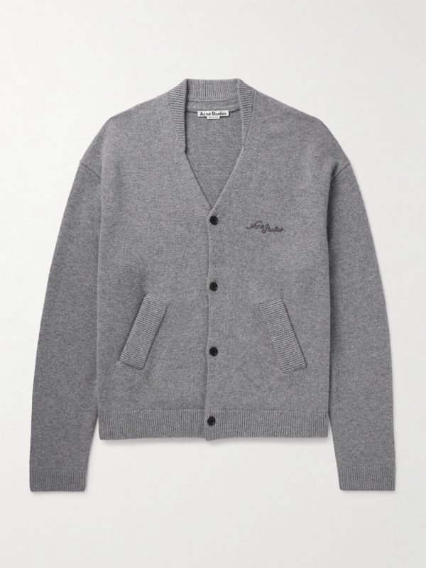 Logo-Embroidered Wool and Yak-Blend Cardigan